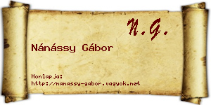 Nánássy Gábor névjegykártya